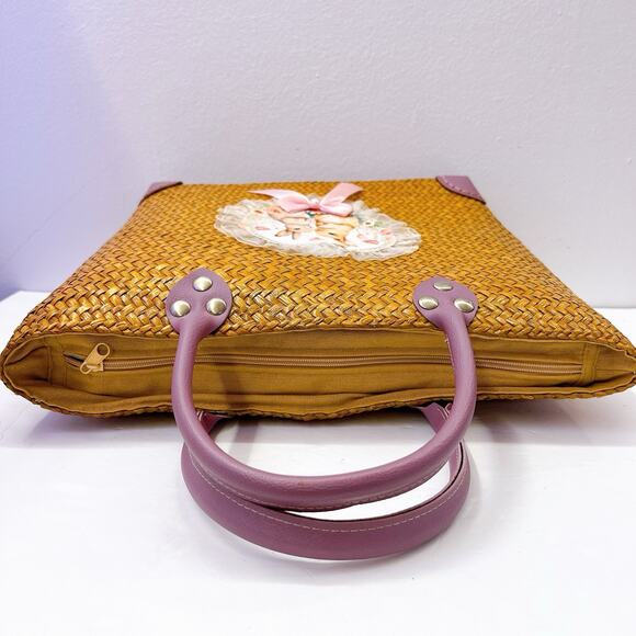 NEW! Handmade Hand Woven Bag Tote Leather Handle From Krachut Plant Unique Purse - Picture 13 of 14